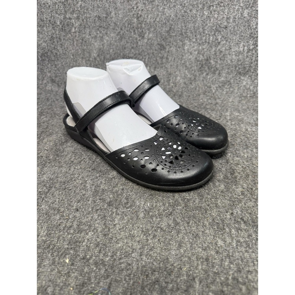 Naot Arataki Sandals Shoes Size 10 Black Leather Slingback Cutout Flat Comfort